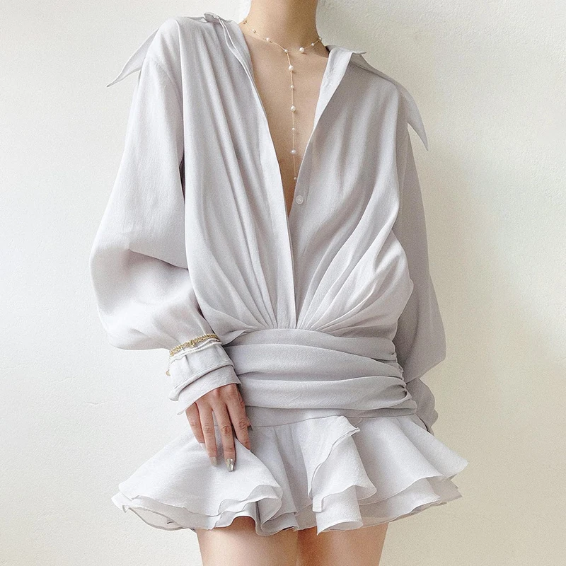 ハーリップトゥ Murcia Chiffon Shirt Dress white Murcia Chiffon Shirt Dress