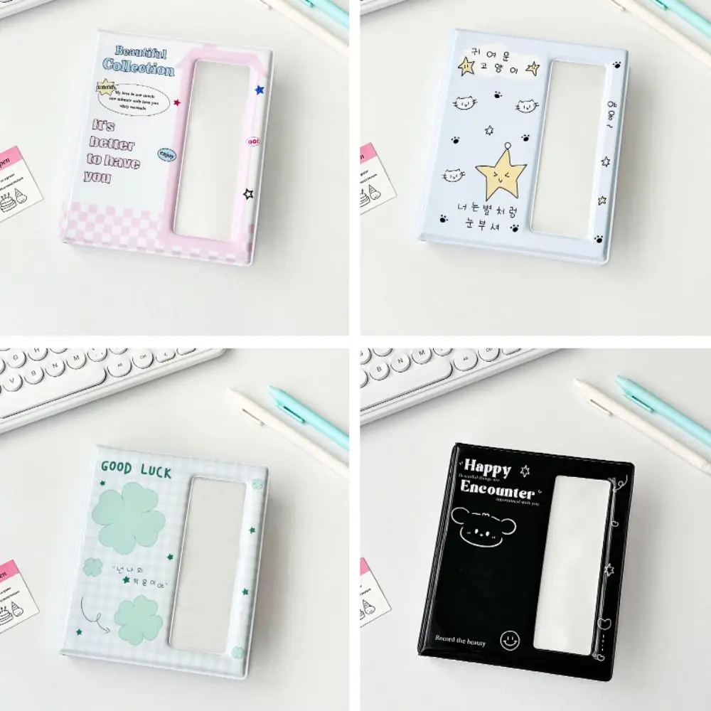 Cute Cartoon 4 Continuous Albums 64 Pockets Clear Pockets Photo Album Holder with Inner Page PVC Small Card Collect Book