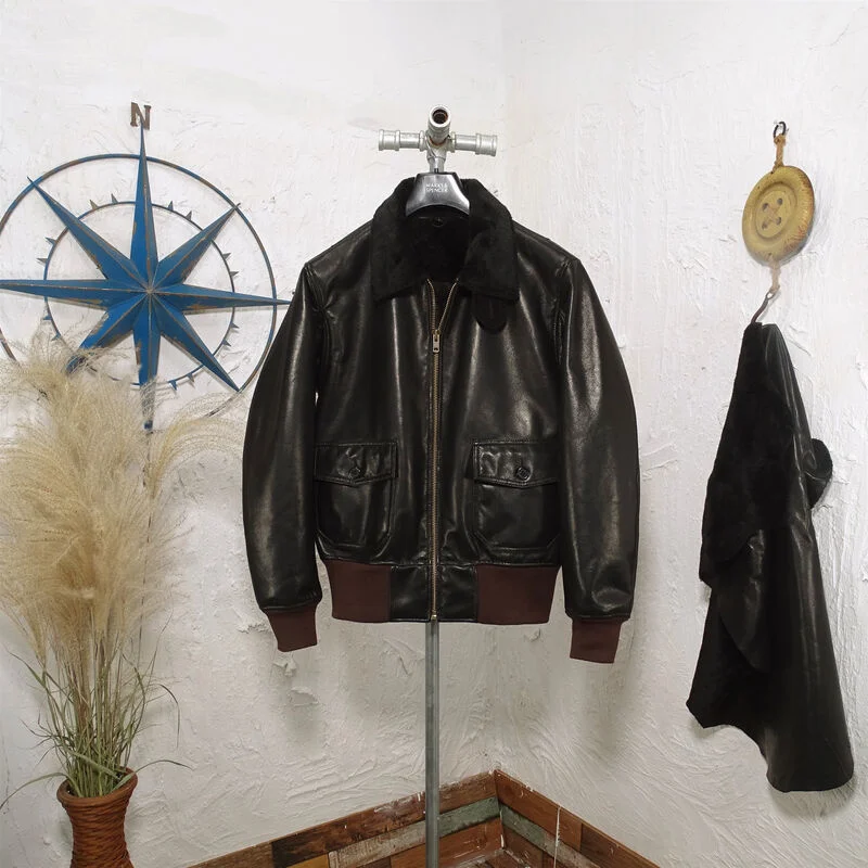 

genuine leather 100% fur coat men jacket[Broken code welfare leak detection]G1 Air Force Thermal Fur