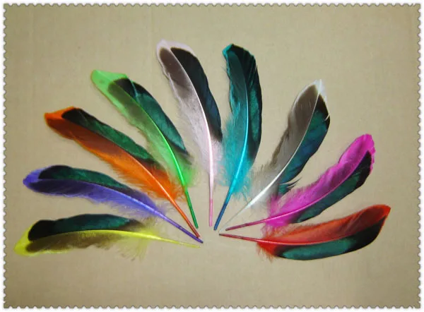 

Feather decoration! decorative feathers! 200Pcs/Lot 10-13CM Dyed Mallard Duck Wing Quill Feathers 9Colours Available