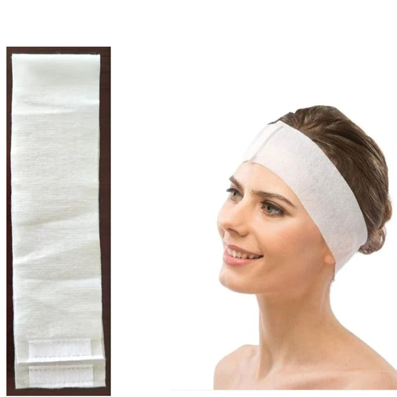 50/100PCs Non-Woven Skin Management Spa Facial Headband Disposable Non-Slip Beauty Salon Makeup Elastic Wrap Hair Band Buckle