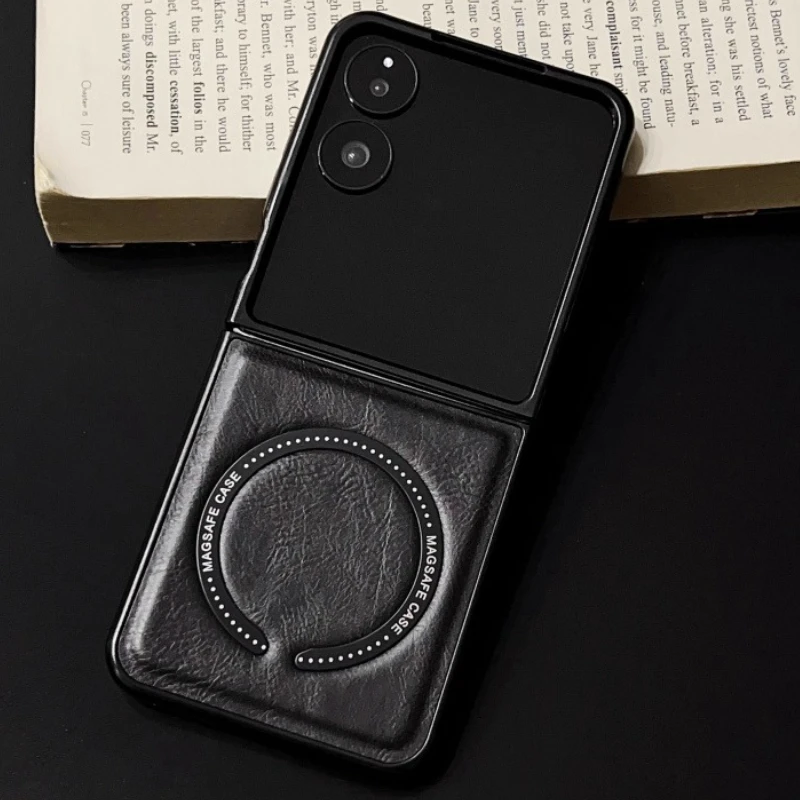 Retro Plain Vegan Leather Case with Magnetic Ring - Protective Back Cover