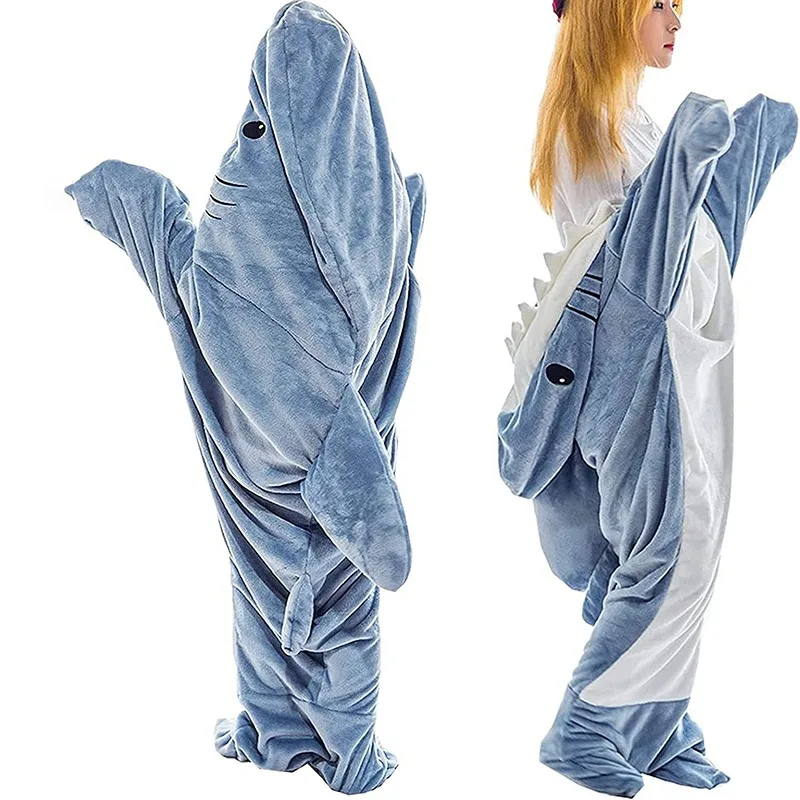 New lovers PInk 4 sizes Adult Winter Wearable Cozy Shark Blanket Soft  Flannel Shark Snuggie Cartoon Onesie Hooded Home Cosplay - AliExpress