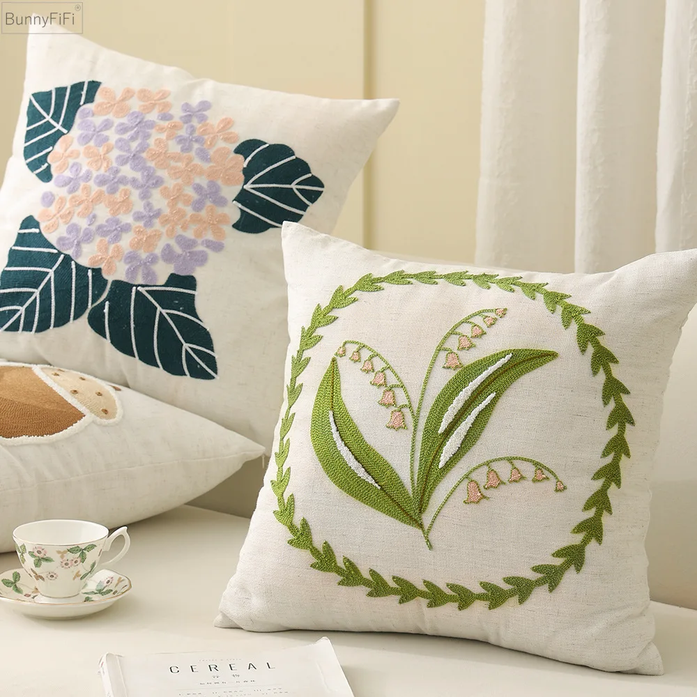 

Living Stylish Floral Room Cushion Cover Decoration Emborideried 45x45cm Home Sofa Couch Bed Square Pillow Case Seasonable