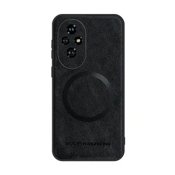 Enhanced Magnetic Faux Leather Phone Case with Advanced Protection for Honor 200 (Black)