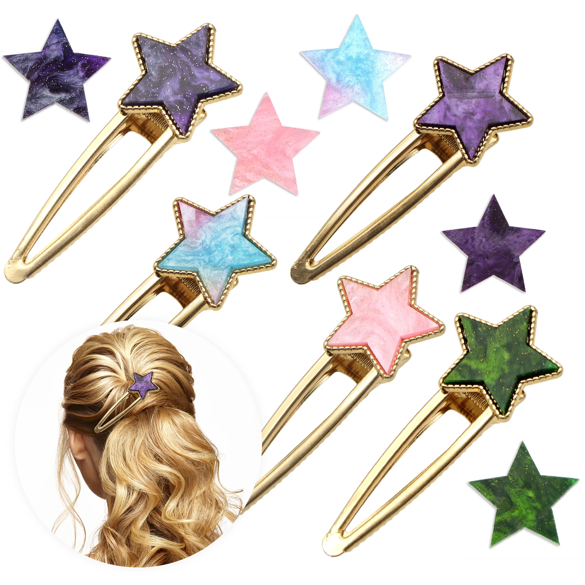 Geometric Triangle Star Hair Care Clips Metal Hairdressing Clamps For