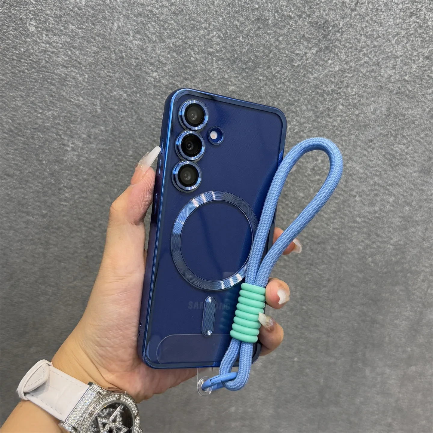 Magsafe Soft Hand Wrist Strap Case with Lanyard Lens Film and Magnetic Cover
