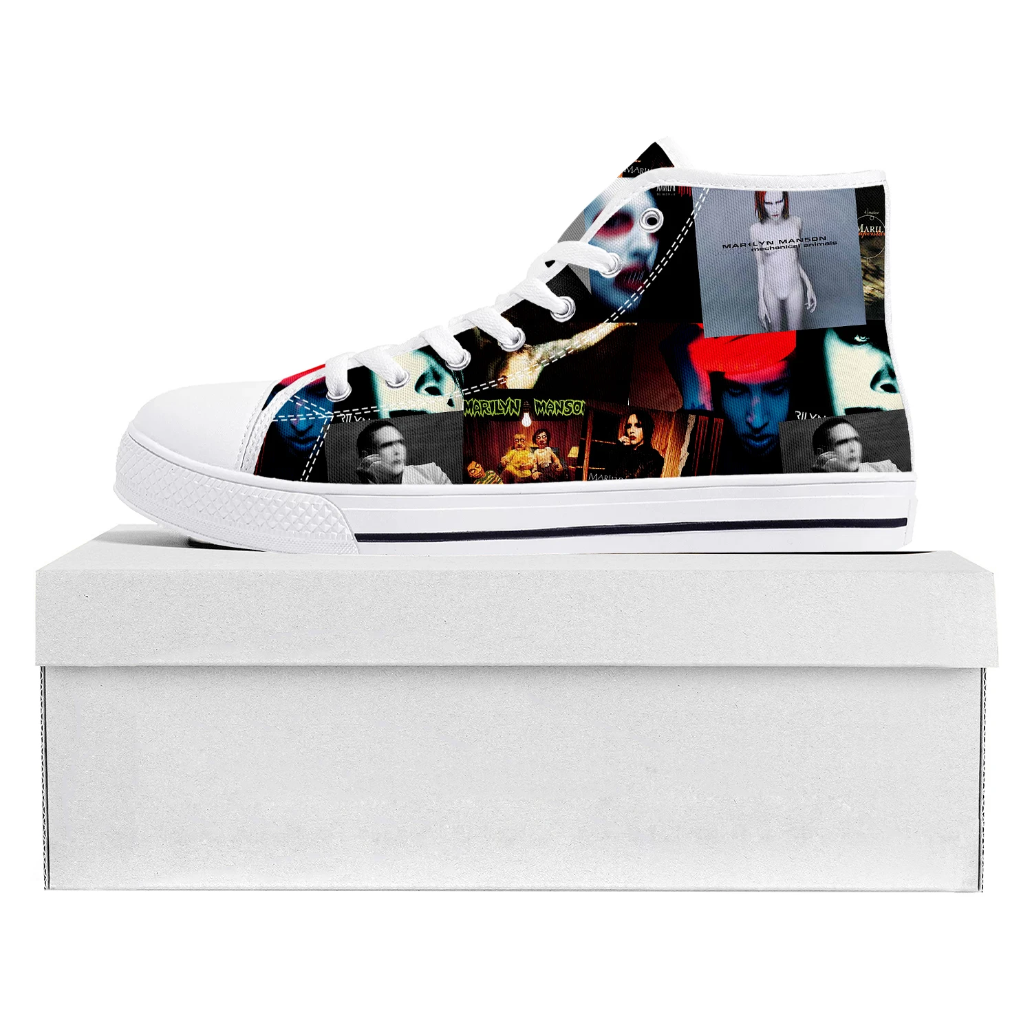 

Rock Band Music Singer Marilyn Manson High Top High Quality Sneakers Mens Womens Teenager Canvas Sneaker Couple Shoe Custom Shoe