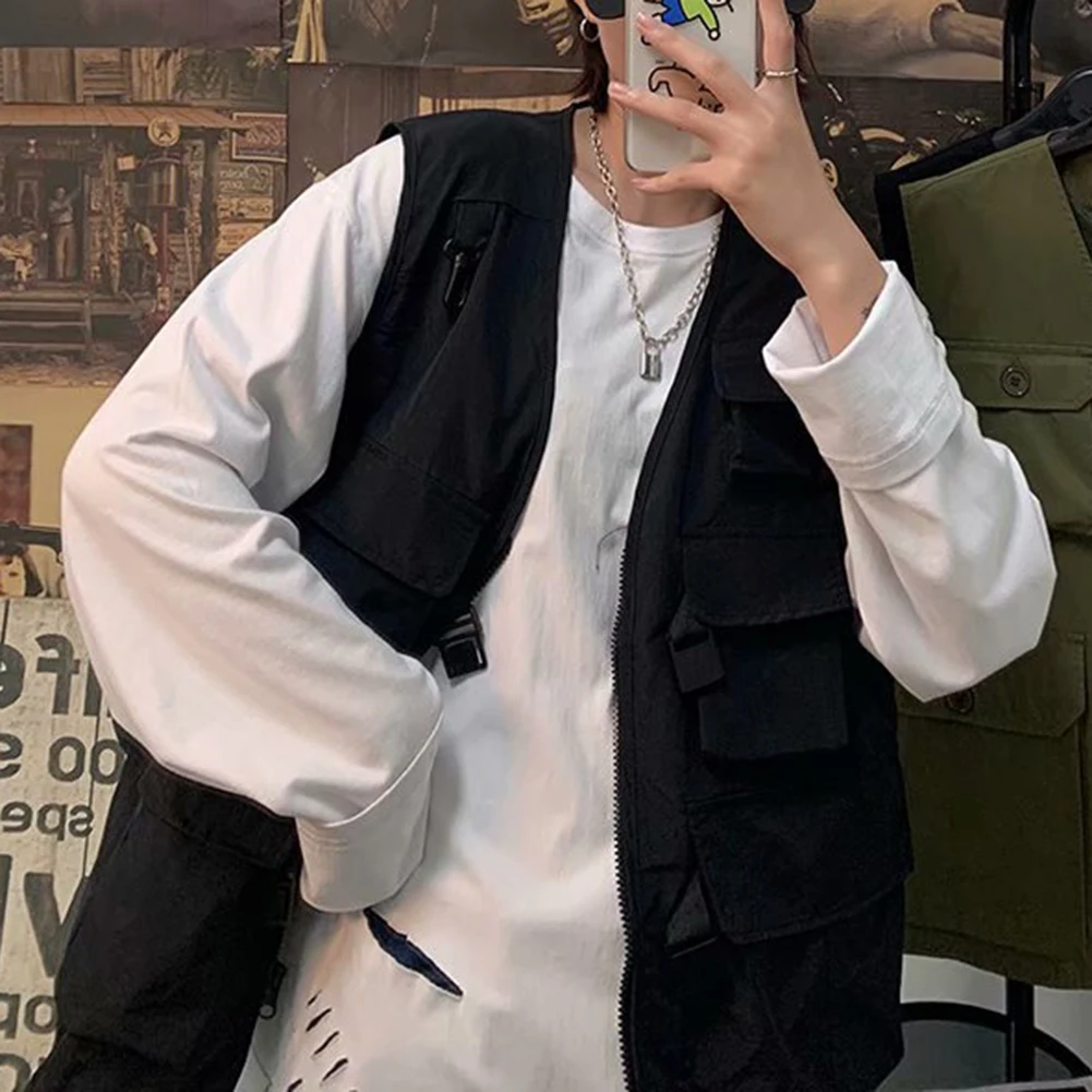 Cargo Waistcoat Vest Vacation Autumn Casual Coat Daily Fashion Holiday Jackets Outerwear Sleeveless Solid Color