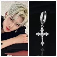 2024 Korean Wave New Ricky Same Classic Cross Earrings Fashion Zircon Men's Vintage Jewelry Accessories Gift 1