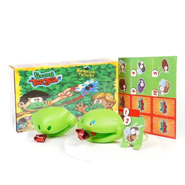 1 Set Chameleon Lizard Mask Wagging Tongue Lick Cards Board Game for Children Family Party Toys Novelty Funny Desktop Game Toys 3
