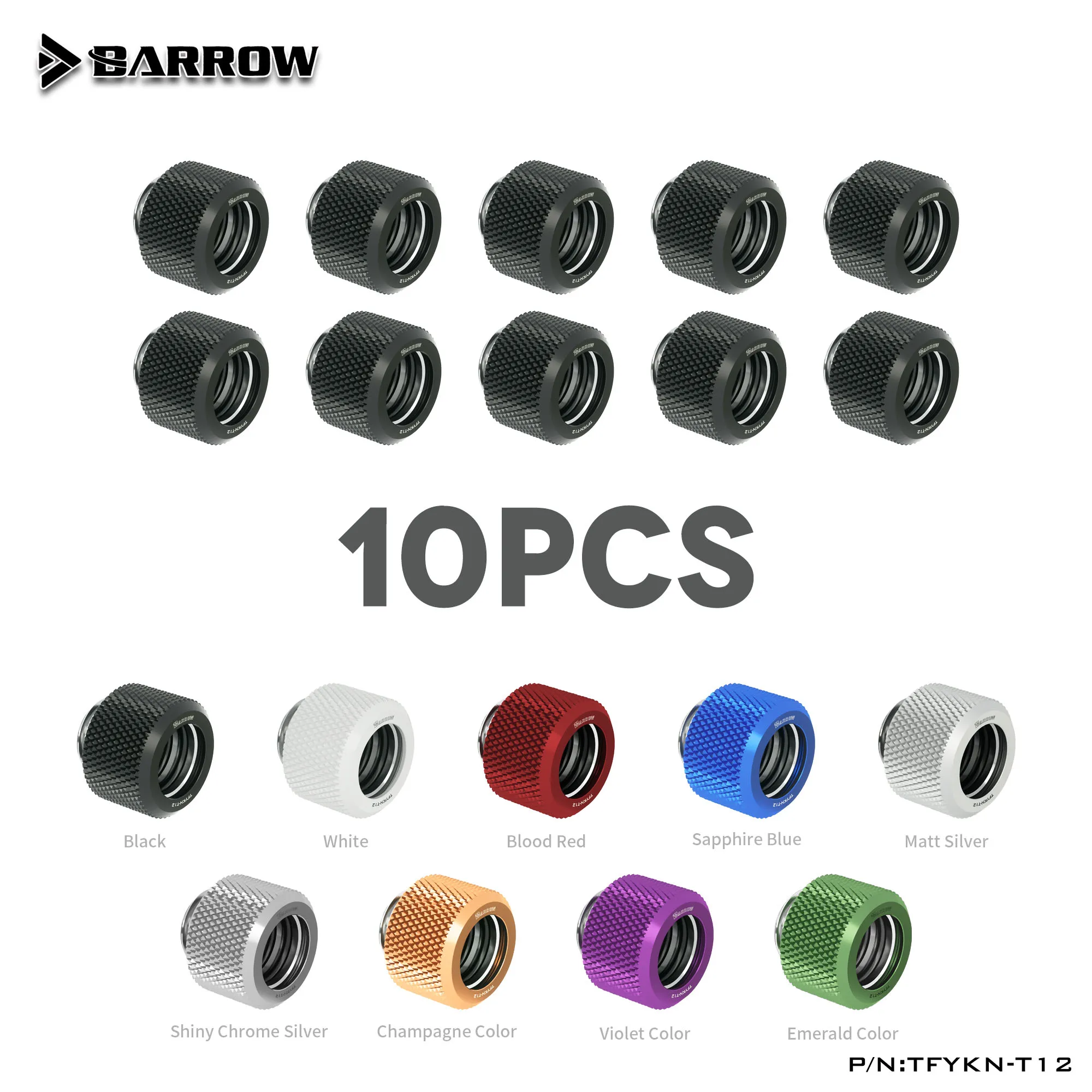 

Barrow G1/4" Choice Serial Rigid Hard Tube 12mm Compress Fitting Connector TFYKN-T12 10pcs