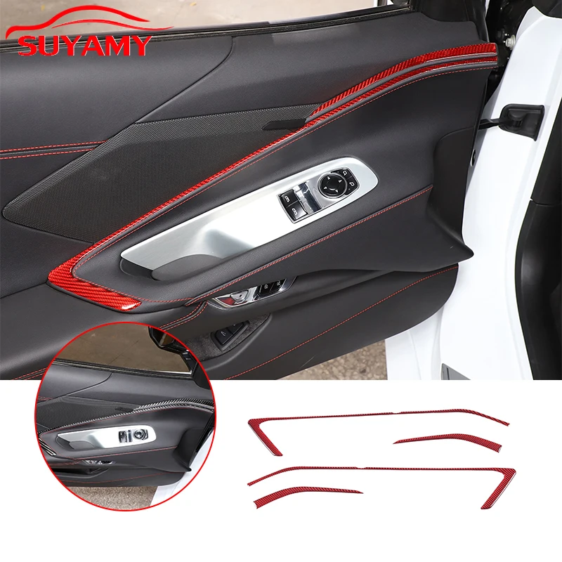 

Soft Carbon Fiber Car Inner Door Panel Linear Trim Stickers For 2020-2023 Corvette C8 Stingray Z51 Z06 Auto Accessories