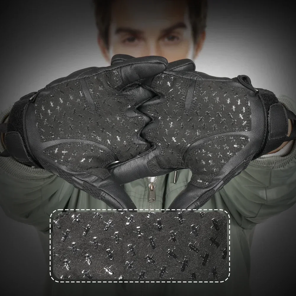 Tactical Full Finger Gloves Paintball Shoot Airsoft Work Fishing PU Leather Touch Screen Rubber Protective Mittens