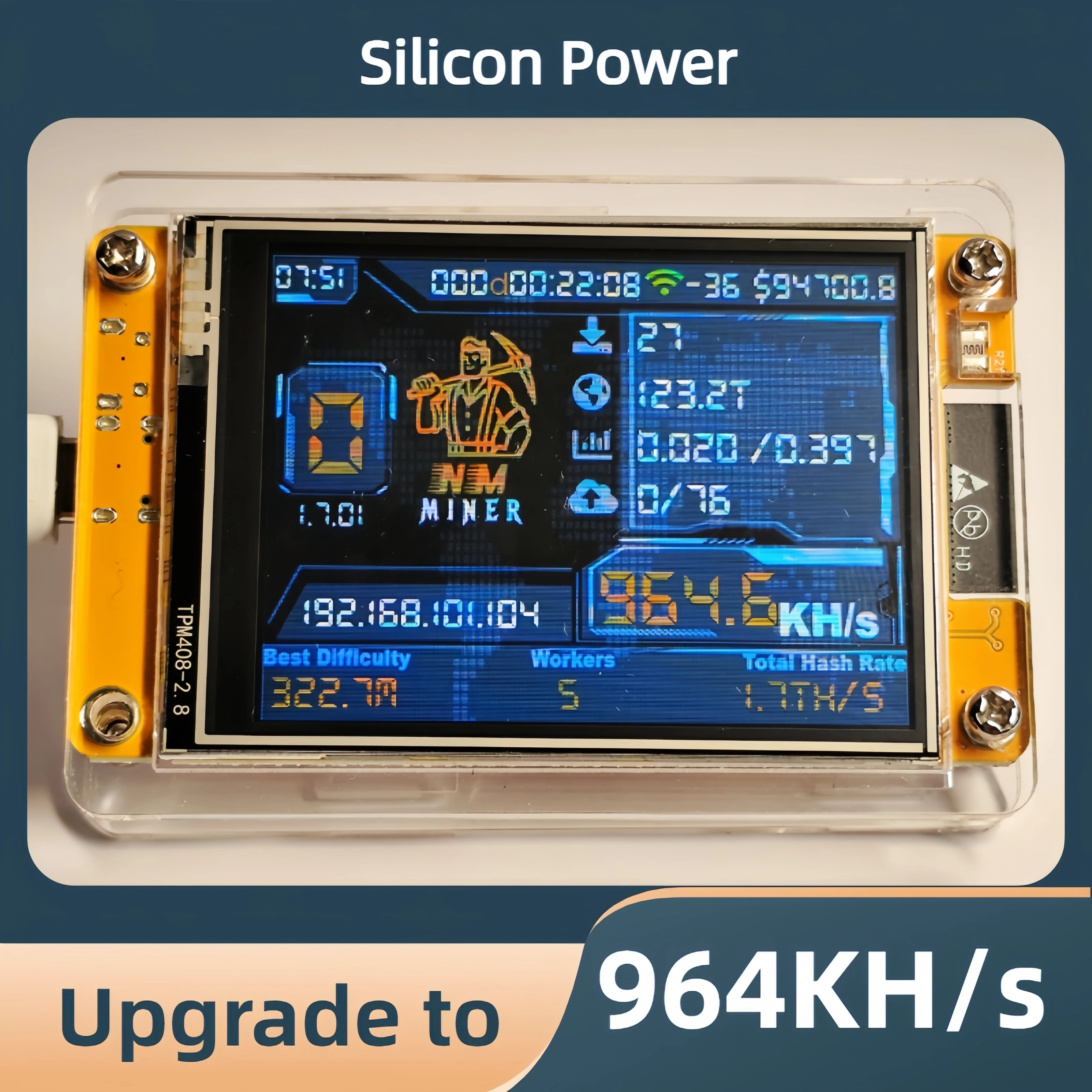 ビットコインラッキーマイナーコンピュータオタクソロ宝くじ NMMiner ハッシュレート 964KH/s 2.8 インチスマートディスプレイ暗号  ESP32-2432S028R DROOM - AliExpress V2 DUO 156K/S デュアルスクリーン BTC ソロ宝くじマイナー ビット コインオタクマイナー ブラック