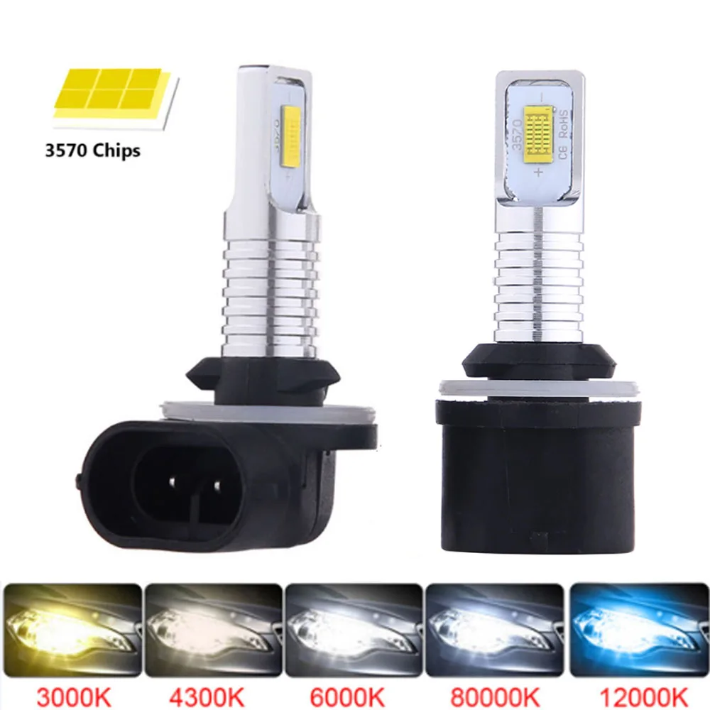 

2Pcs H27 880 881 Led Lamp Super Bright Car Fog Lights Day Driving Running Light 12V 24V 6000K White 3000K Yellow 12000K Ice Blue