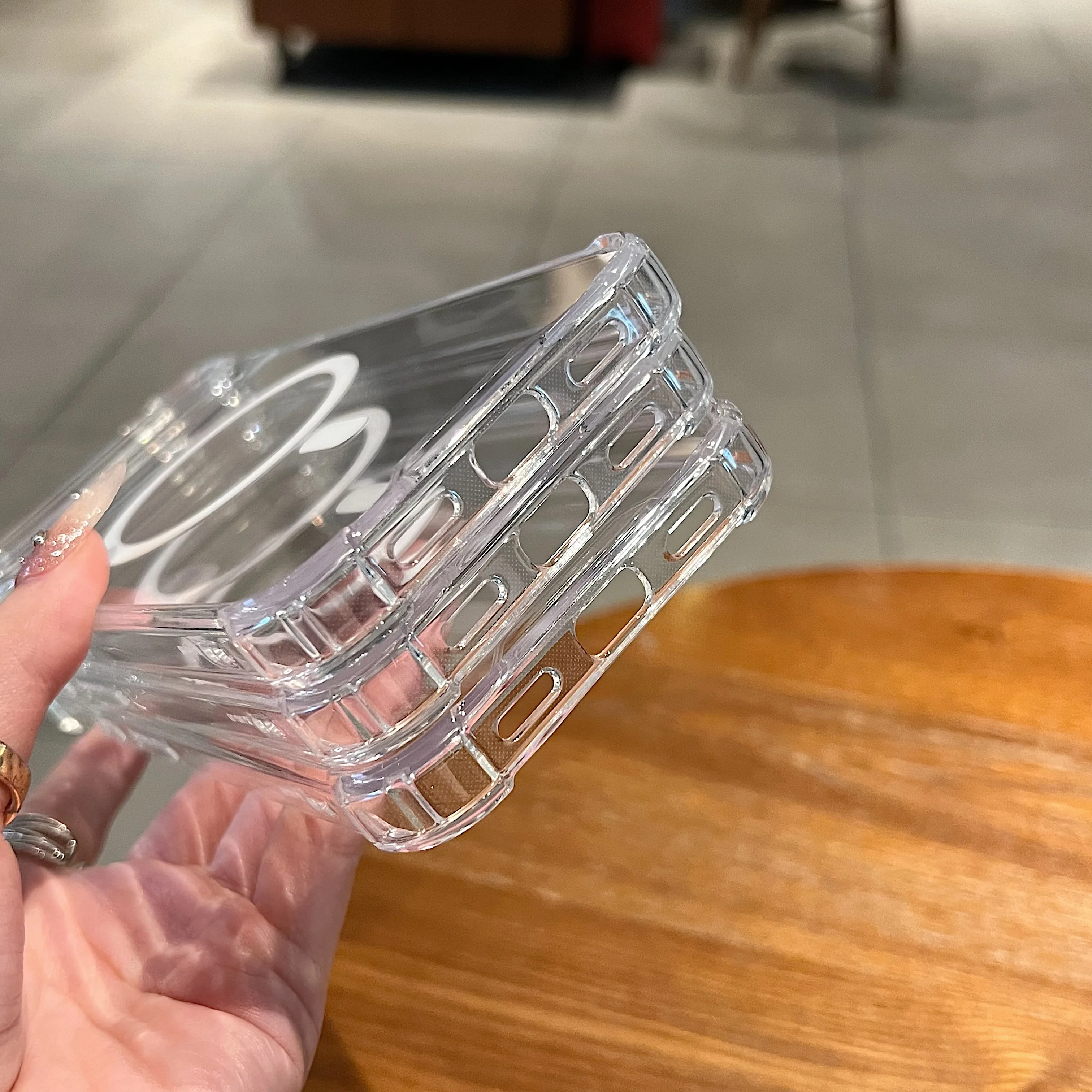 Clear Shockproof Armor Case with Magnetic Wireless Charging Capability