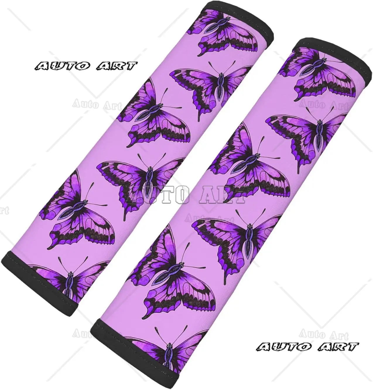 Purple Butterfly Seat Belt Cover Pads 2 Packs Shoulder Protectors Safety Pads Car Auto Accessories