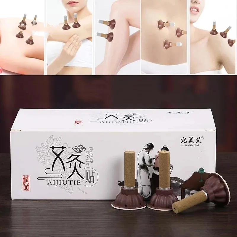 

50pcs Moxibustion Stickers Chinese Medicine Moxa Bonding Stickers Acupuncture Points Therapy Hot Massager