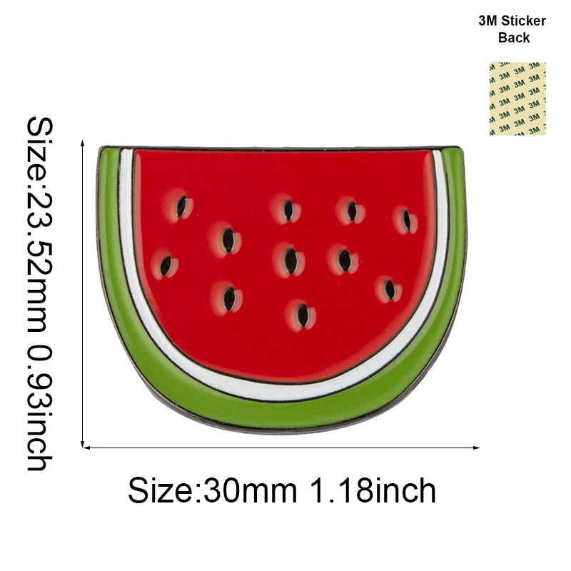1-5-10-50-100PCS 워터 멜론 휴대폰 3M 스티커 배지 금속 핀 브로치 핀