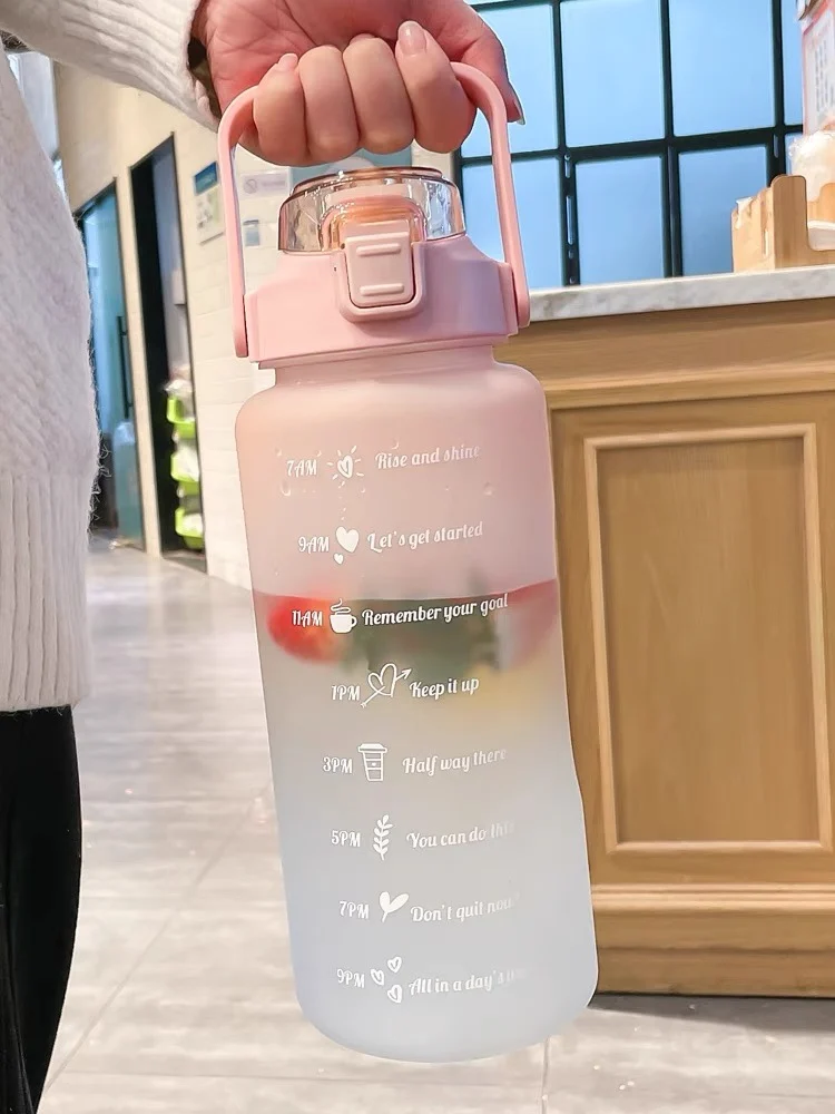 2L Water Bottle Straw Sticker Sport Workout Portable Drinking Cup