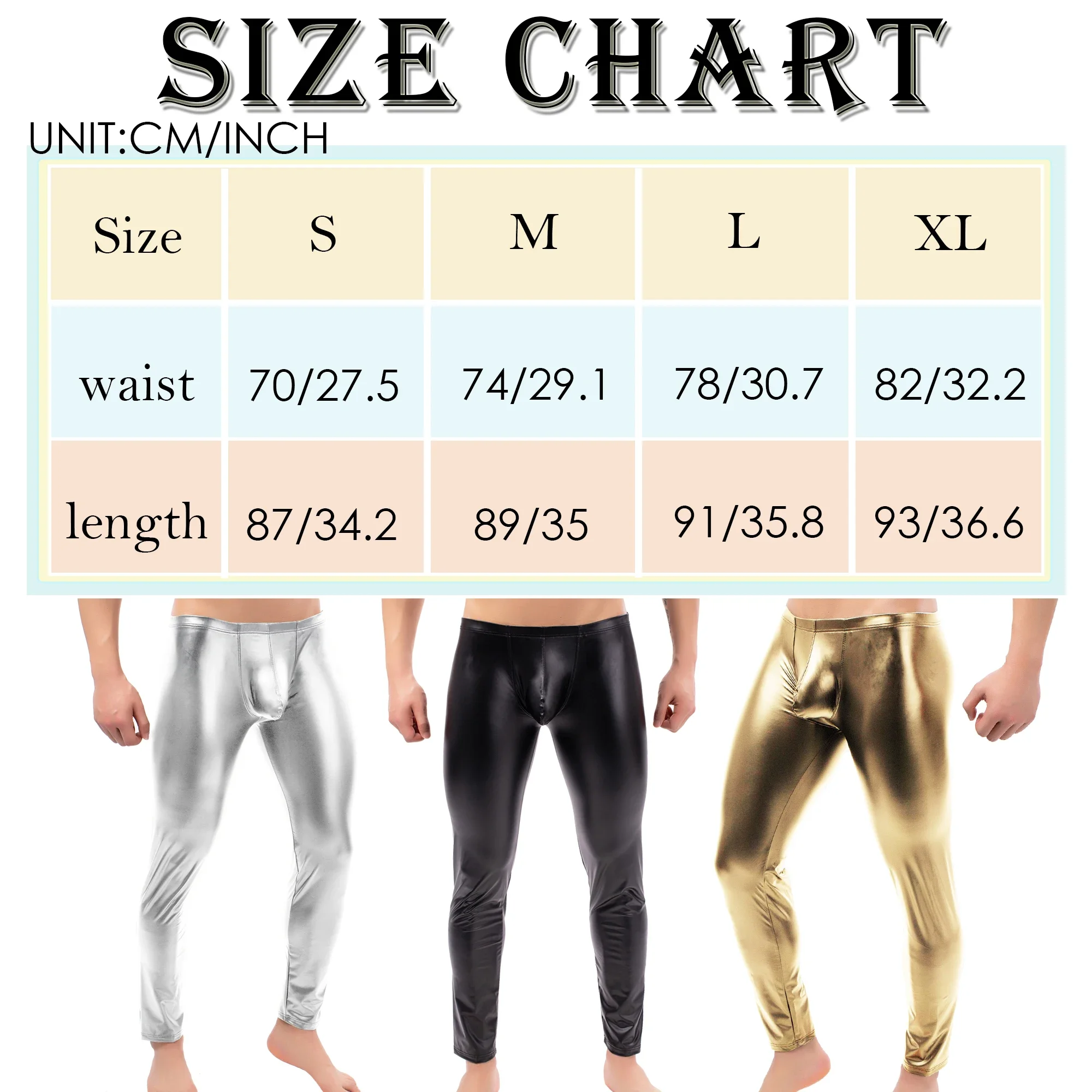 Sexy Men Low-rise U Bulge Pouch Night Clubwear Leggings Stage Performance Tights Bodywear Pants Man Shiny Faux Leather Leggings men trousers,leather pants,skinny pants