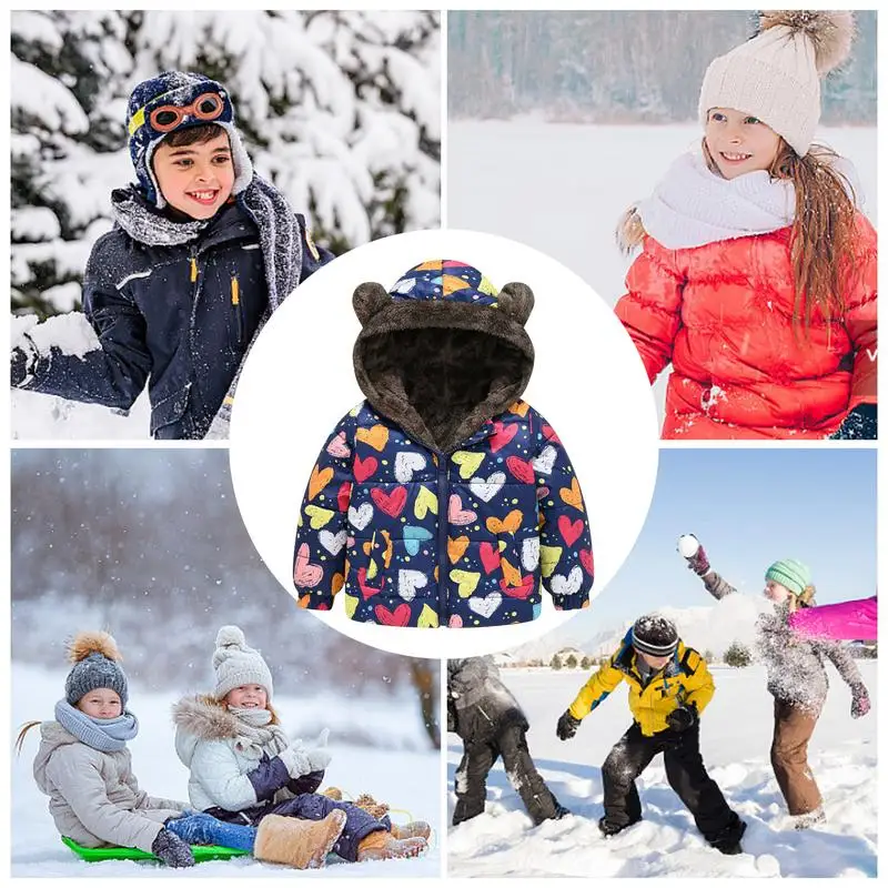 Boys Winter Jacket Kids Outerwear Winter Jacket With Hat Warm Thick Jackets For Camping Mountain Climbing Outdoor Activities