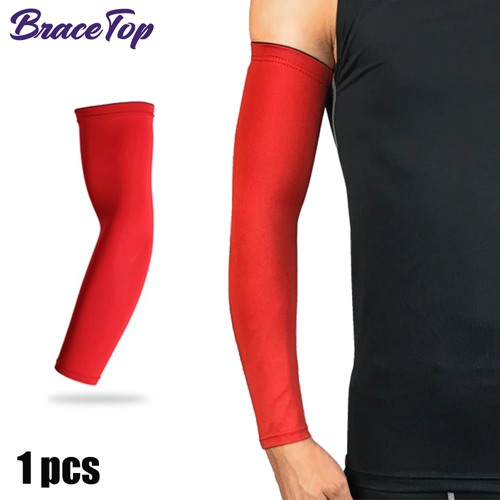 BraceTop 1 PC Spor Kol sıkıştırma manşonu Basketbol Bisiklet Kol Isıtıcı Spor Koşu UV Koruma Voleybol Güneş Koruyucu Bant