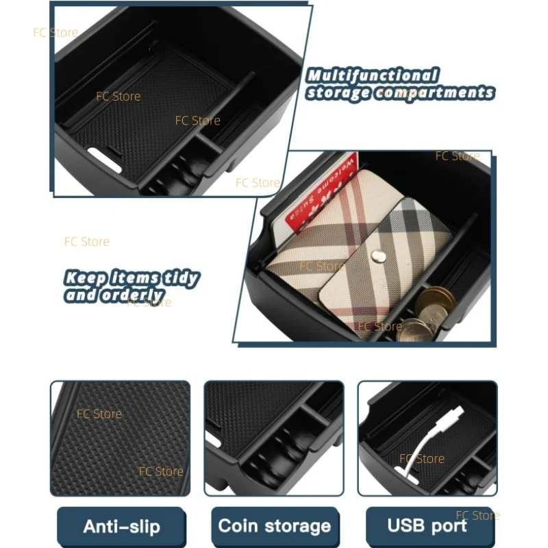 For Venue 2020-2026 Center Console Organizer Accessories ABS Material Armrest Console Organizer Car Central Armrest Storage Box