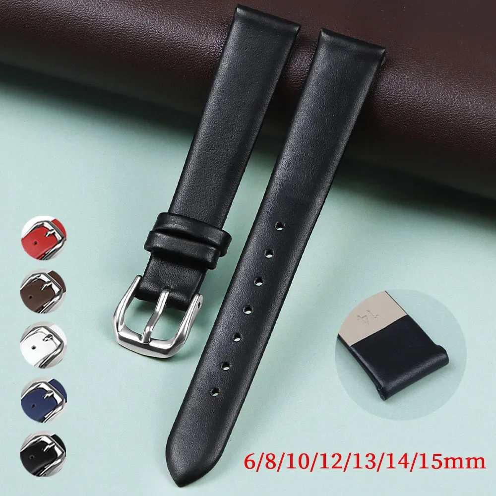 Luxurious Ultra-Thin Soft Leather Watch Strap with Pin Buckle - Sporty and Elegant Unisex Design