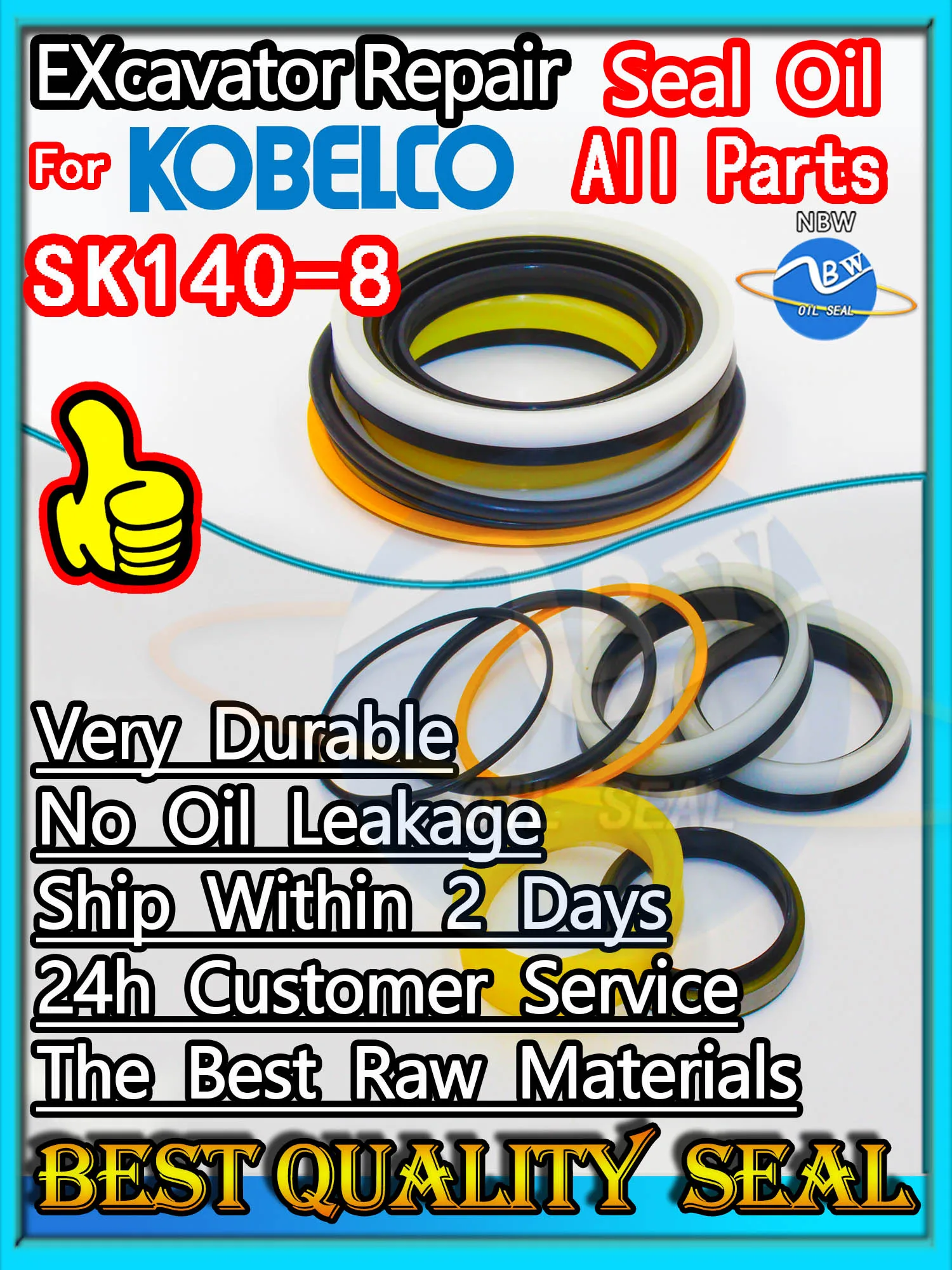 

For KOBELCO SK140-8 Seal Kit Excavator Repair Oil High Quality SK140 8 Replacement Dust Bushing Control Pilot Valve Blade TRAVEL