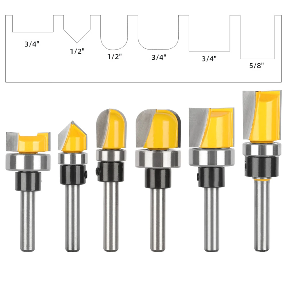 

1pcs 6mm Shank Bowl Tray Router Bit Round Nose Milling Cutter For Woodworking Trimming Grooving Bottom Cleaning Tools