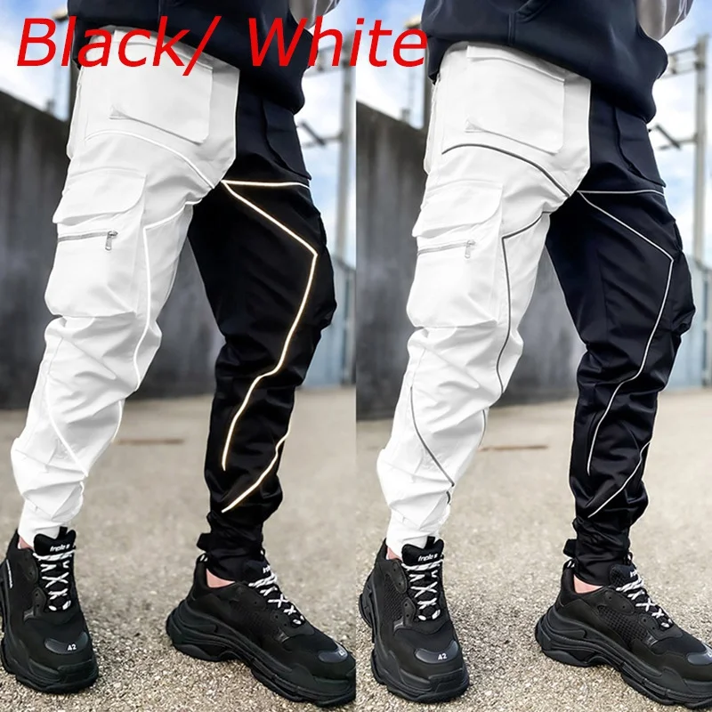 cargo jeans Autumn Men Pants Multi-pockets Harem Overalls Reflective Stripe Cargo Pants All-Match Casual Fashion Sports Male Trousers tactical cargo pants Cargo Pants