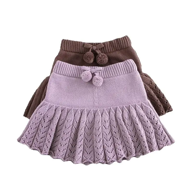 Girls Knitted Pleated Skirt for Spring Autumn