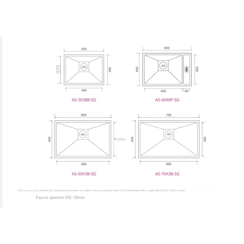 ASRAS 304 Stainless Steel Handmade Kitchen Sink Combo Europe Style Size Large and Small Single Bowl Undermount Vegetable Basin 6