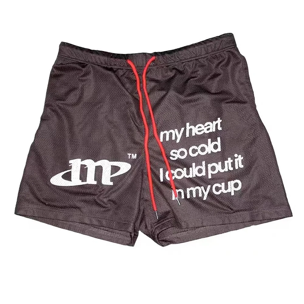Men's Summer American Hiphop Street Casual Straight Sports Shorts Fashion Loose Letter Printing Breathable Quick-drying Shorts