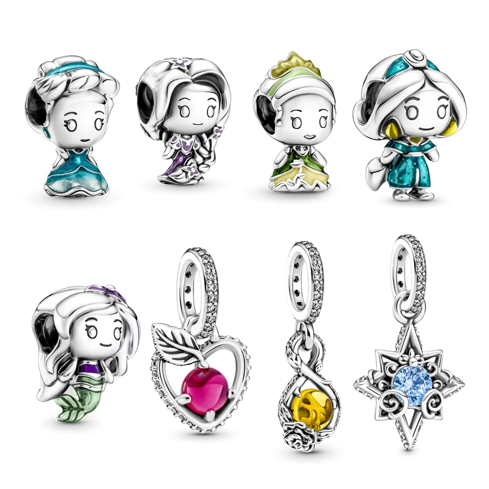 Disney The Little Princess Charm Fit Original Pandora Charms Bracciale Pendente Gioielli Moda Donna Fai Da Te Berloque