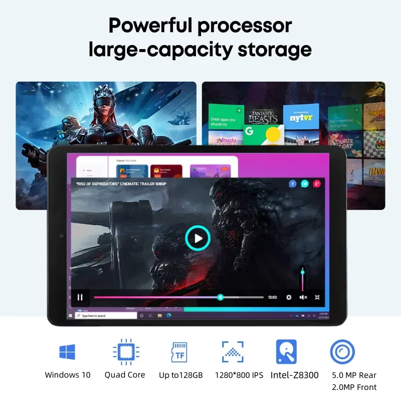 تابلت ويندوز 10بوصة 64 بت اللوحي 1280 * 800FHD وين...