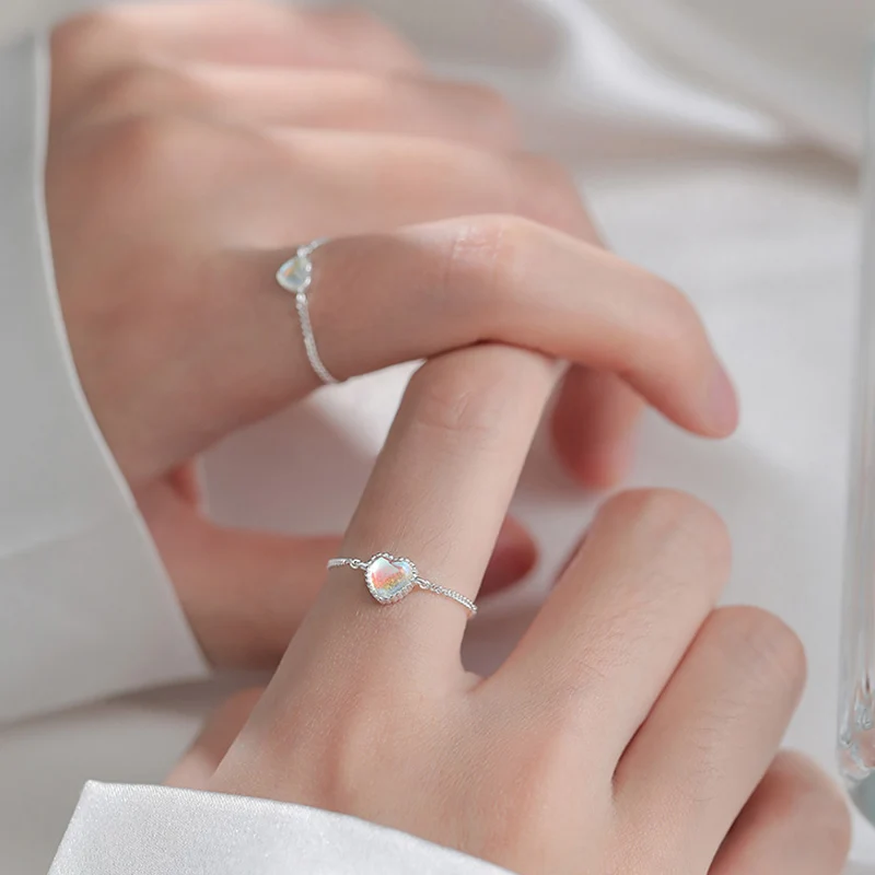 Elegant-Love-Chain-Adjustable-Moonstone-Ring-Sweet-Korea-Temperament ...