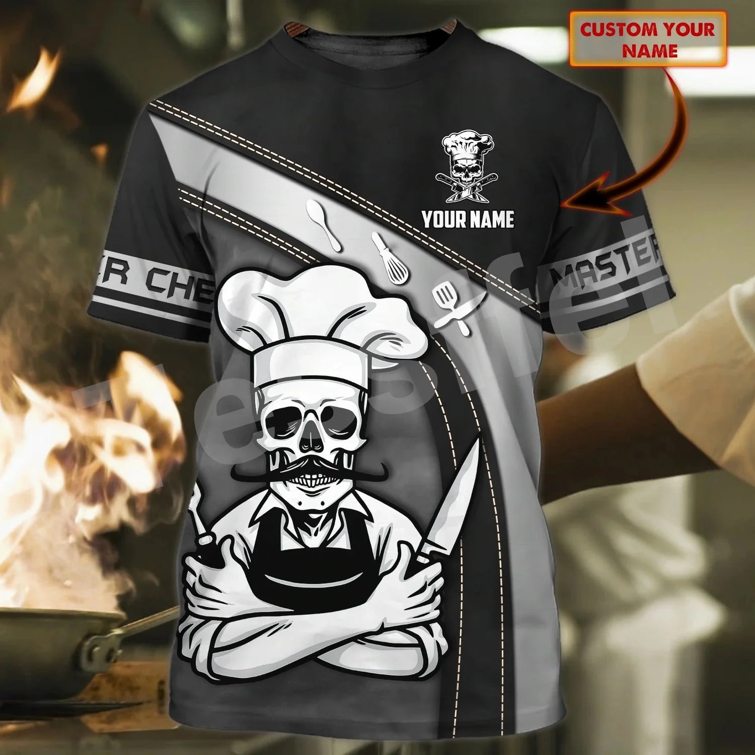 

Custom Name Worker Cooking Master Chef Cosplay Tattoo 3DPrint Summer Unisex Streetwear Short Sleeves Casual T-Shirts Men/Women 9