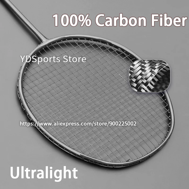Woven T700 Carbon Fiber Badminton Rackets Strung High Tension 22-30LBS 4U 80-84G Professional Racquet With String Bags
