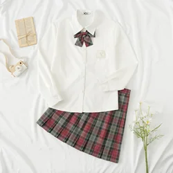 Original Christmas Check Skirt JK Uniform Student School Uniform Shirt + Skirt Sailor JK Uniforms Anime Cospaly Students Clothes