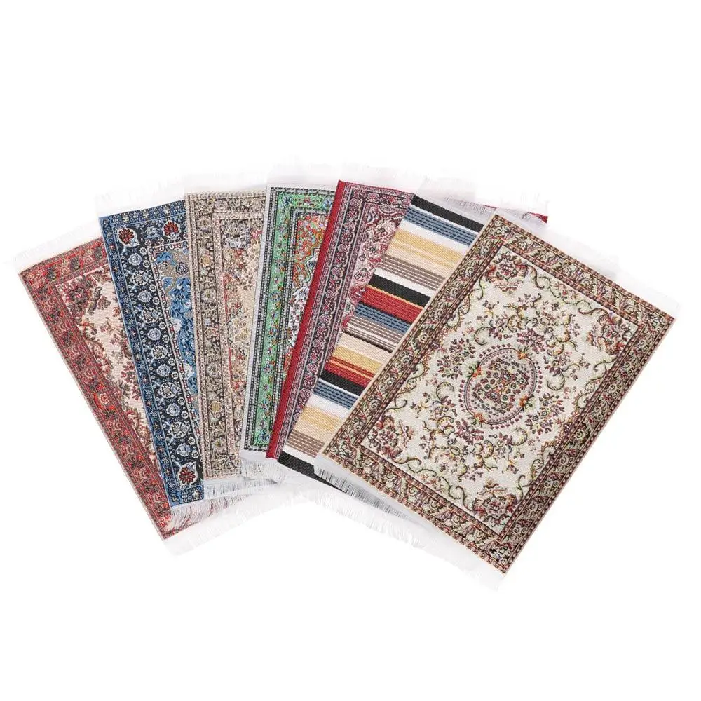 1:12 Scale Turkish Style Miniature Weaving Rug Playing House Mini House Decor Floor Coverings Doll Accessories Dollhouse Carpet 4