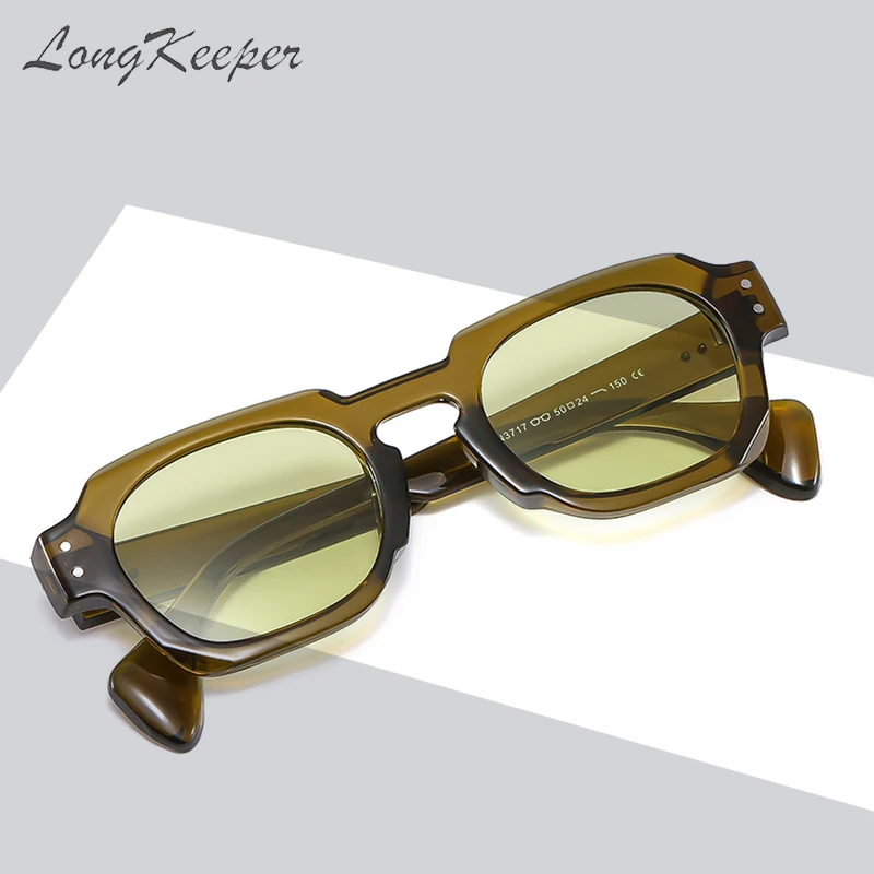 

2024 Vintage Sunglasses for Women Men Double Nail Rectangle Frame Retro Fashion Black Blue Lentes Gafas De Sol UV400 New Eyewear