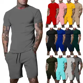 Fashionable and Casual Summer Outdoor Sports Suit Men's Breathable T-Shirt Shorts Casual and Fashionable Two-Piece Set Tracksuit