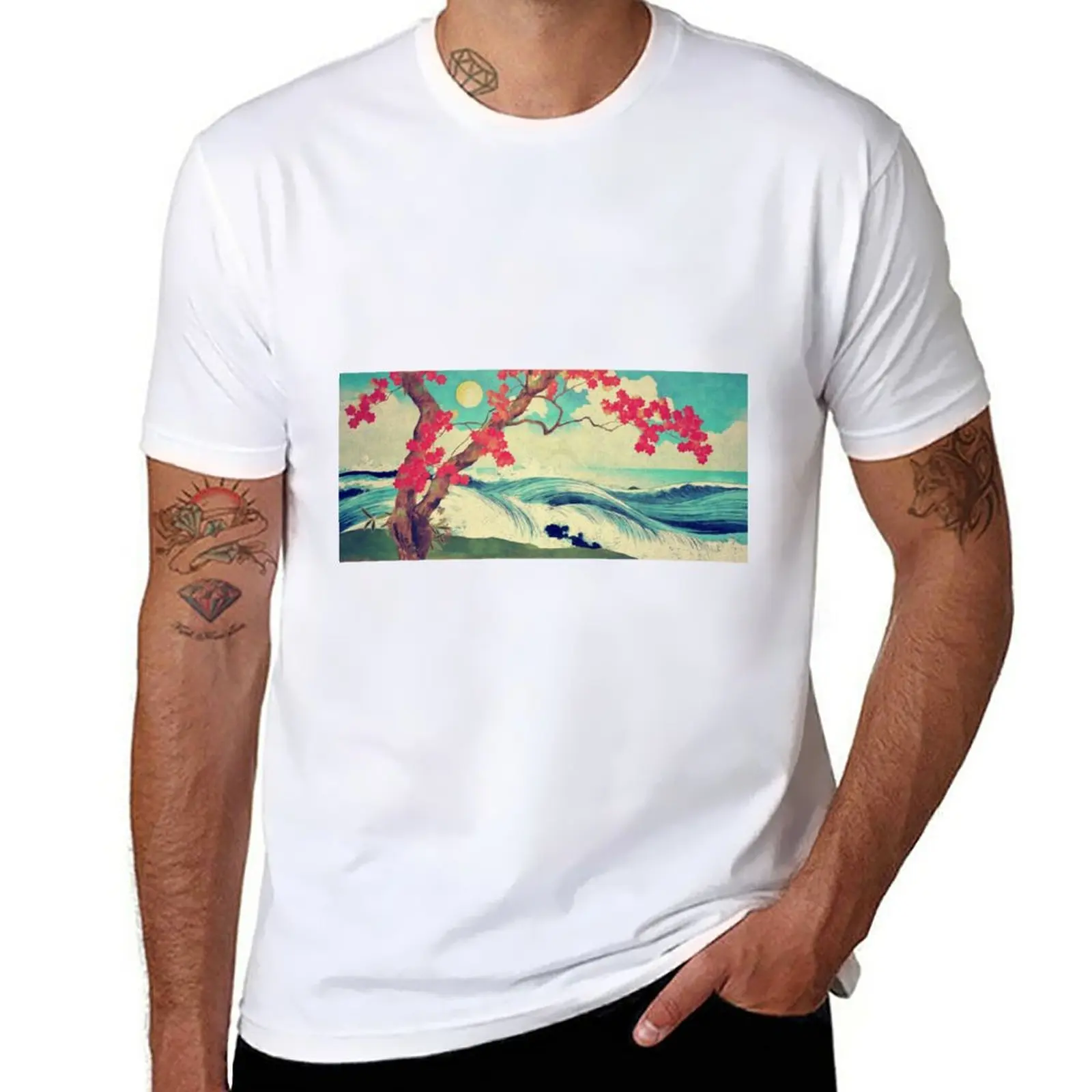 

Waking to the Wild and Beautiful Ocean of Dhin T-Shirt anime clothes customizeds animal prinfor boys plain Men's t-shirts