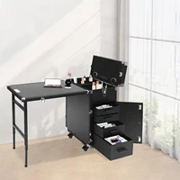 Rolling Manicure Desk Makeup Train Case Travel Cosmetic Trolley Storage Organizer Nail Tables for Technician Workstation Makeup 2