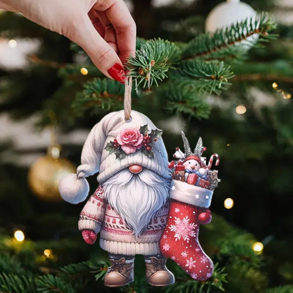 12PCS Christmas Wooden Dwarf Pendant Xmas Tree Drop Ornaments Merry Christmas Home Party Decoration New Year Gifts