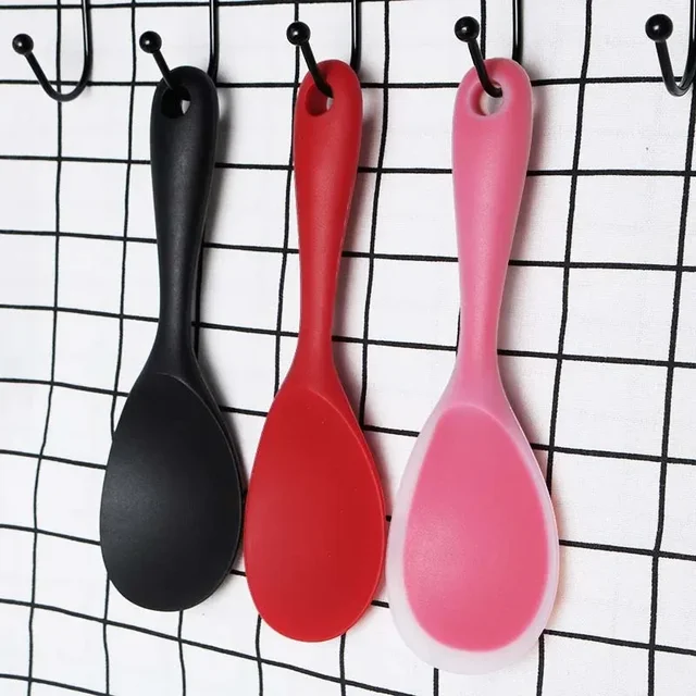 Hanging Silicone Rice Spoon Kitchen Ladle Non-stick Saucepan Electric Rice Cooker Cooking Scoop with Holes Household Items 5
