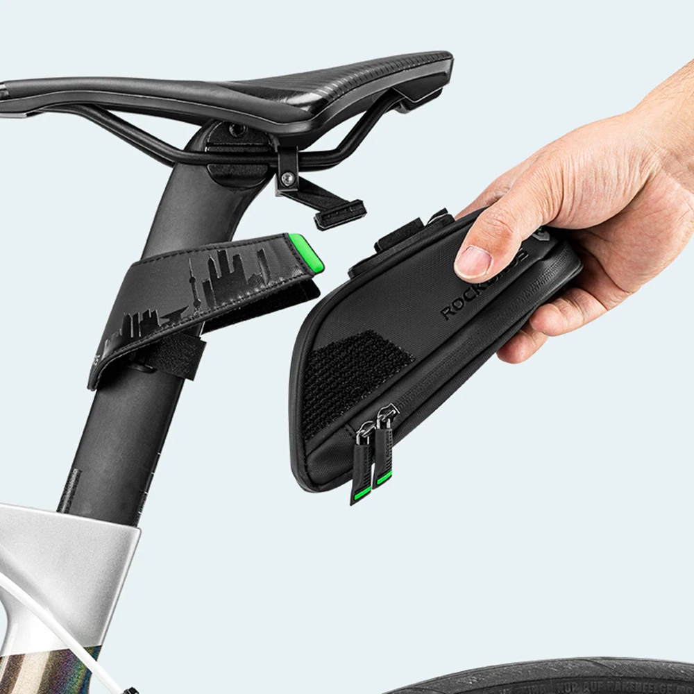 ROCKBROS Fahrrad-Hecktasche, Rennrad, Reiten, Rücksitztasche, wasserdichte Fahrradtasche, Schnellverschluss-Satteltasche, reflektierender Streifen – Detail 6